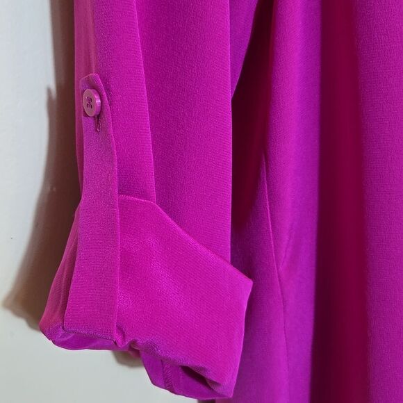 Diane Von Furstenburg Harlow Silk Blouse Top Size 12 Pink Roll Tab Button Down - Picture 13 of 16